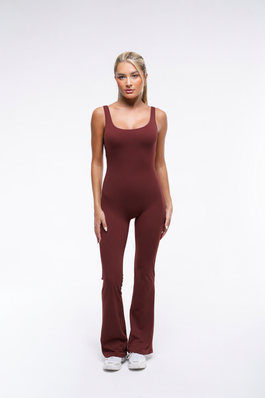 Kaia Flared Jumpsuit | Vintage Maroon