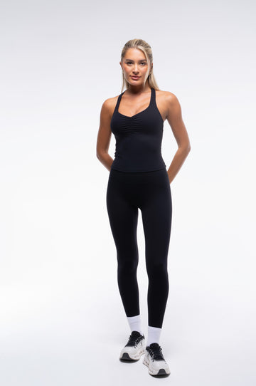 Lyra Ruched-Front Tank | Black
